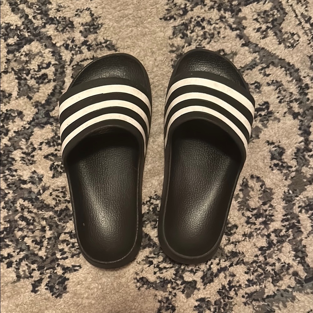 Adidas Black and White Slides